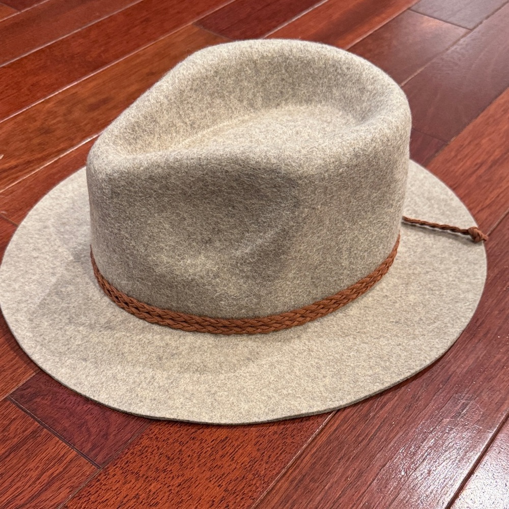 Treasure & Bond Beige Fedora with Brown Braided Band